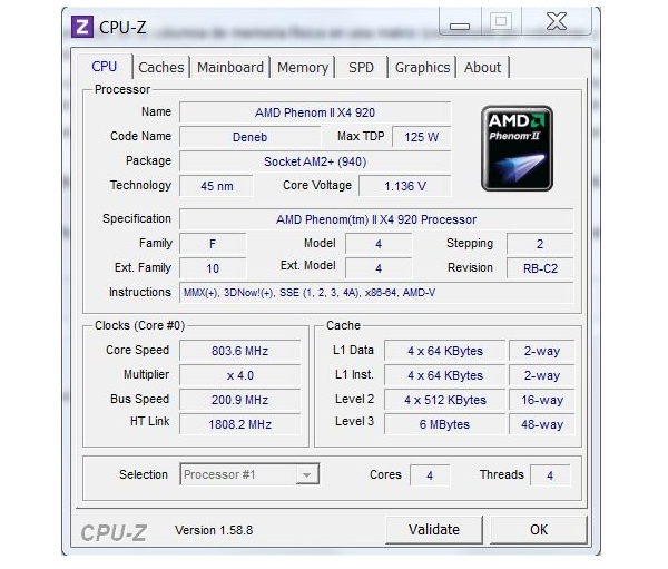 CPU-Z, programa para ver las caracterí­sticas del ordenador
