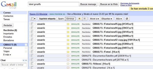 Gmail Drive, extensión para convertir a Gmail en disco duro 2