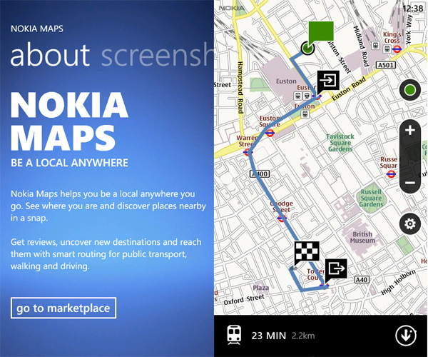 Primeras imágenes de Nokia Maps para Windows Phone 7