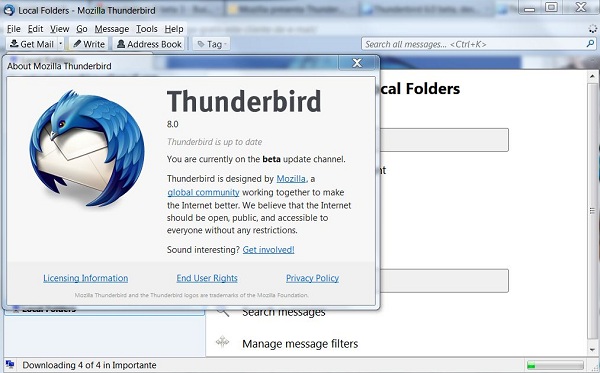 Thunderbird 8 beta, novedades y descarga gratis Thunderbird 2