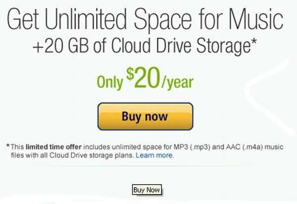 Amazon, espacio ilimitado en la nube para MP3 por 20$ al año