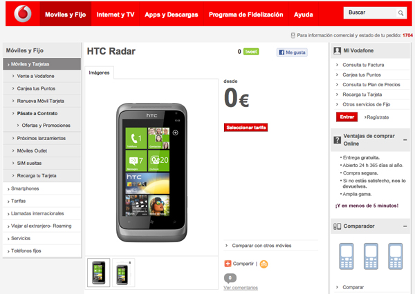 htc-radar-vodafone-02 Precios y tarifas del HTC Radar con Vodafone 2