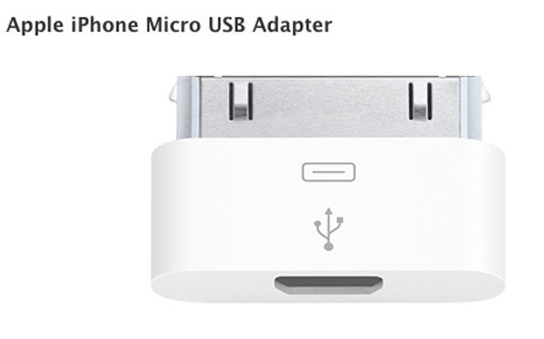 Adaptador microUSB para cargar el nuevo iPhone 4S