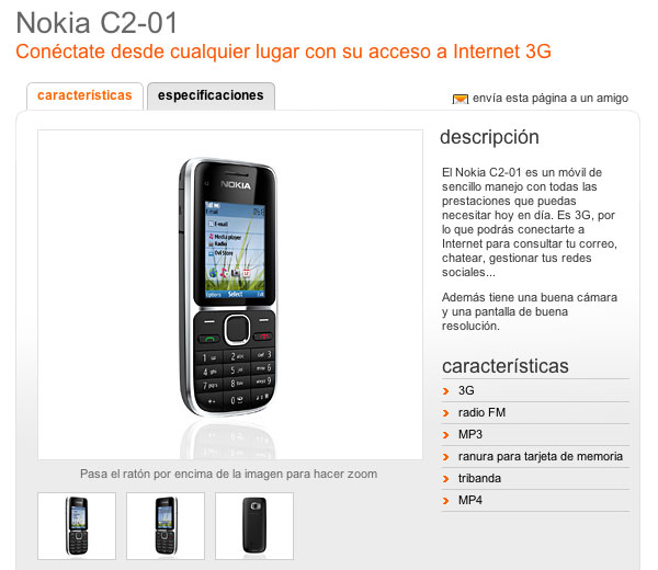 Nokia C2-01 con Orange, precios y tarifas 2
