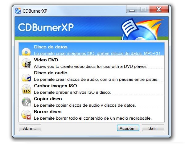 CDBurner XP, programa gratuito para crear DVD, CD y Blu-Ray 2