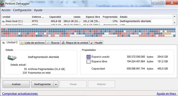 Defraggler, descarga gratis este desfragmentador del disco
