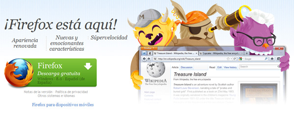 Firefox 8, disponible para descargar integrado con Twitter