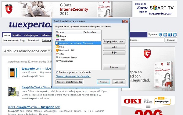Cómo buscar en tuexperto.com desde la barra de Firefox 2 Cómo buscar en tuexperto.com a través de la barra de búsqueda de Firefox