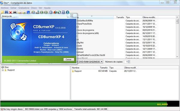 CDBurnerXP, programa gratuito para grabar CDs y DVDs