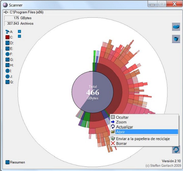 Scanner 2.10, programa para analizar discos duros