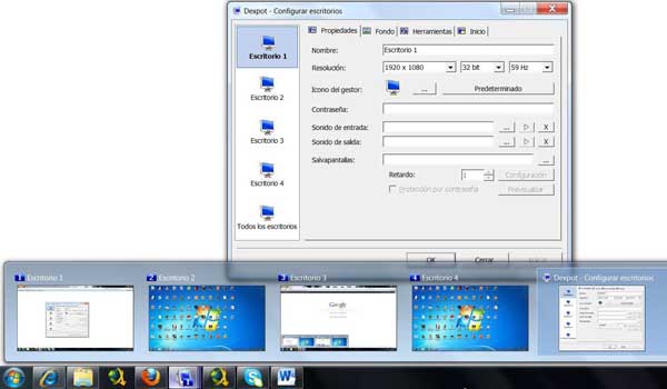 Dexpot, divide la pantalla en varios escritorios de Windows