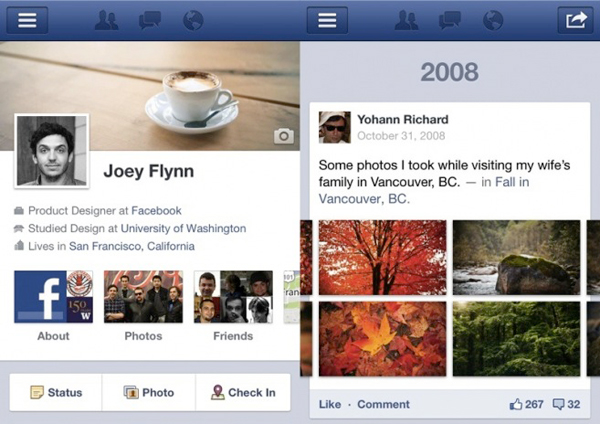 Facebook Timeline Profile ipad