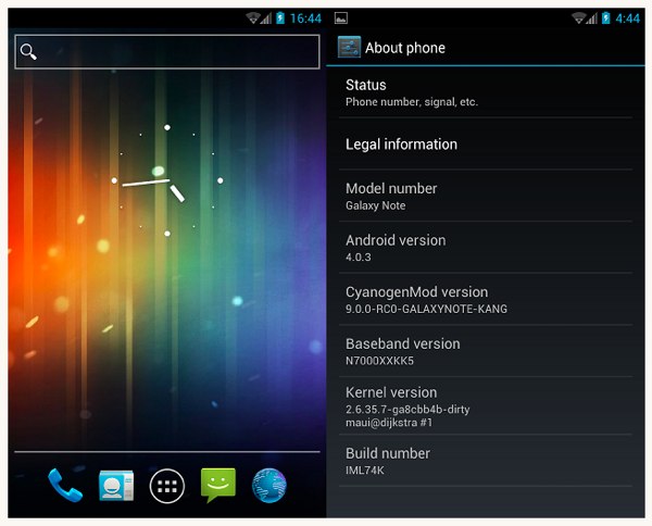 Una primera ROM de Android 4.0 para el Samsung Galaxy Note