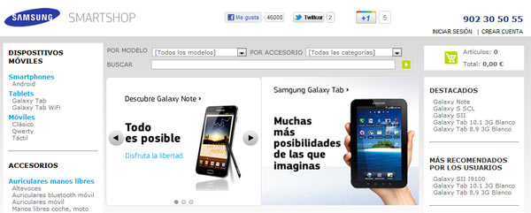 Samsung abre su tienda para comprar móviles y accesorios por Internet