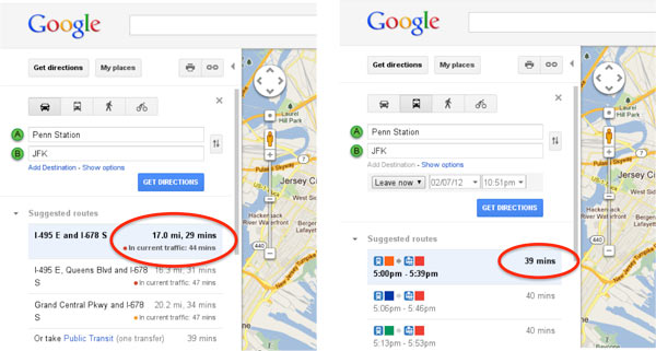 Google Maps incorpora tiempo real a los itinerarios