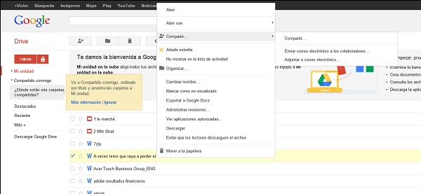 Cómo compartir archivos o carpetas en Google Drive