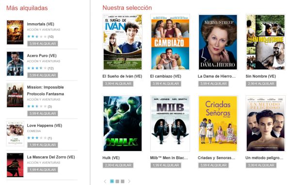 Google pone grandes pelí­culas a disposición del público español