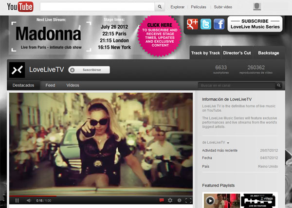 Cómo ver gratis hoy el concierto de Madonna en Parí­s a través de YouTube