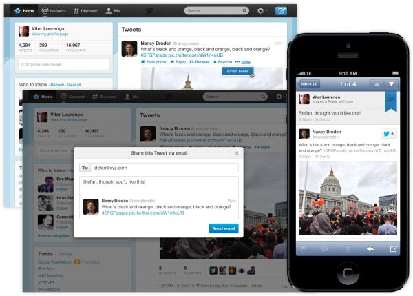 Nueva función de Twitter para compartir tuits por e-mail
