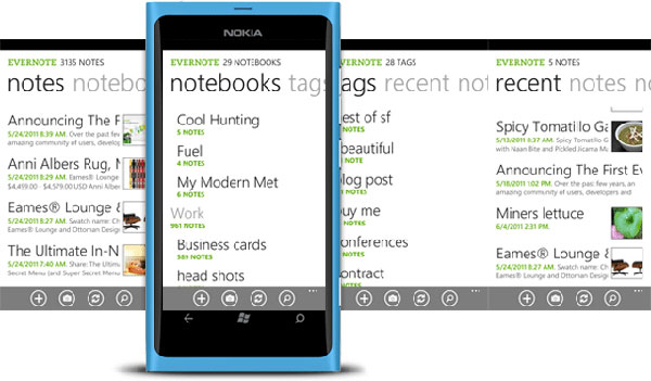 Nokia Lumia 900 evernote