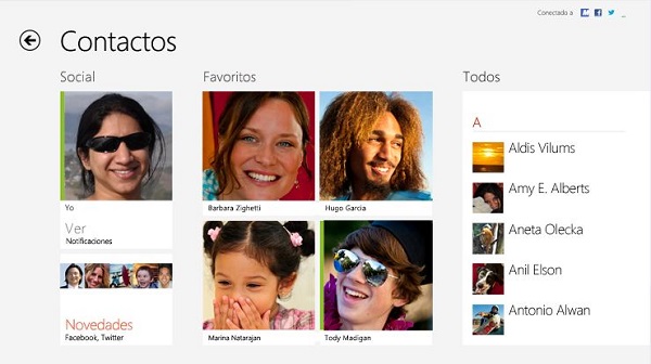 Cómo gestionar todos los contactos en Windows 8