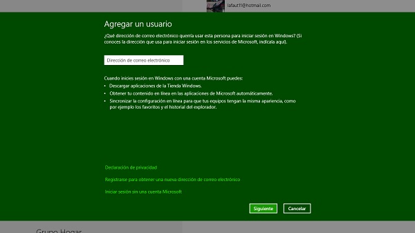 Nuevo usuario en Windows 8