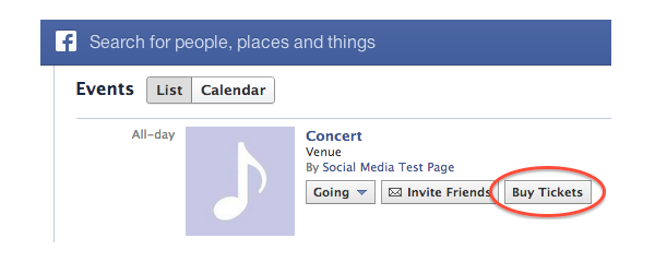 Facebook prueba un nuevo botón para comprar entradas 2