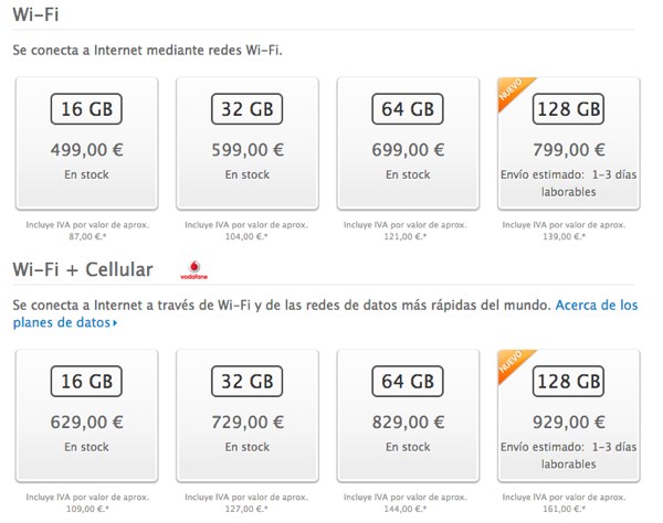 El iPad de 128 GB ya puede comprarse en España 2 ipad 128gb precios espana
