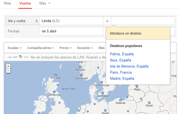 Google Flight ya ofrece información sobre vuelos en España