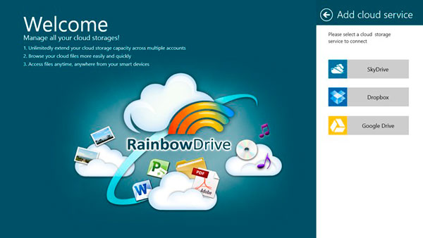 RainbowDrive, almacena todos tus datos de Dropbox, SkyDrive y Google Drive