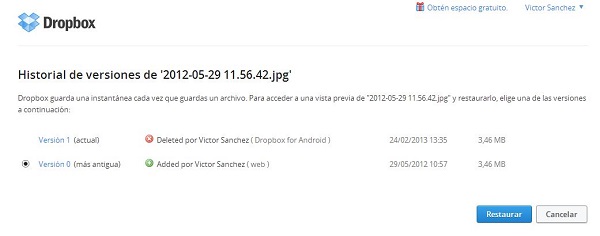 Cómo encontrar y recuperar los archivos eliminados en Dropbox 2