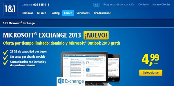 1&1 lanza un paquete de correo profesional con Microsoft Exchange 2013