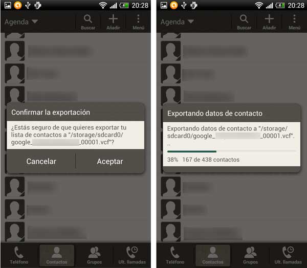 Cómo extraer la lista completa de contactos de un móvil Android 3 Android exportar contactos 03