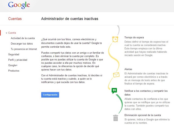 Google piensa en los muertos 1 Administrador de cuentas inactivas de Google