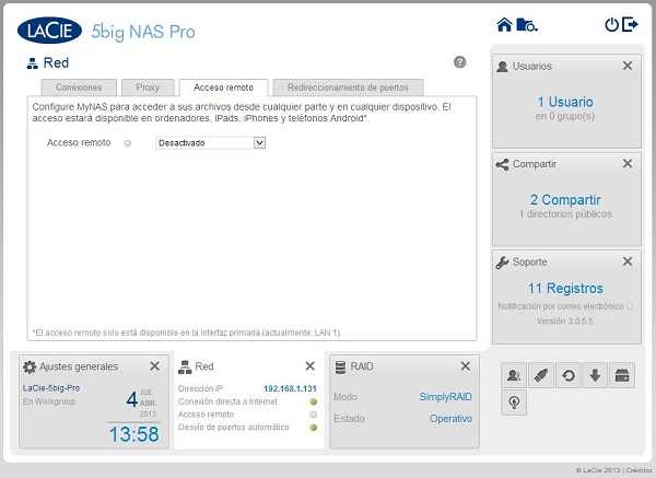 LaCie 5big NAS Pro, análisis a fondo 7 Configuración de red en LaCie 5big NAS Pro