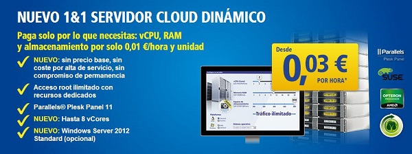 1&1 mejora su servicio para contratar un servidor en la nube