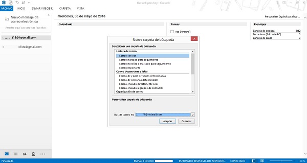 Carpeta de búsqueda de Outlook 2013