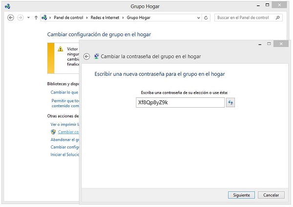 Grupo en el hogar en Windows 8