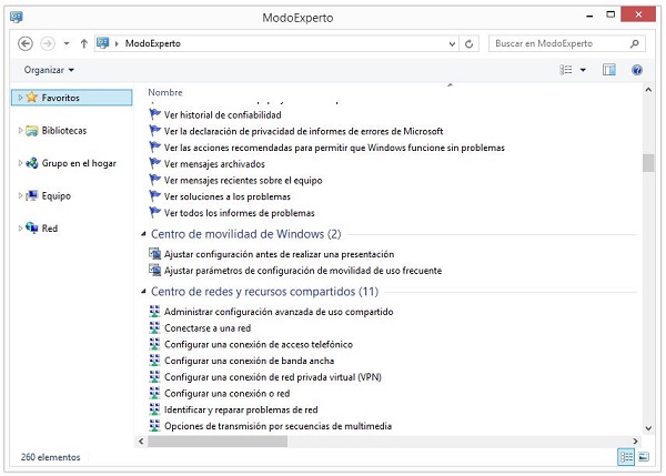 Modo experto en Windows 7