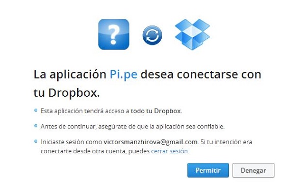 Pipe conexión con Dropbox