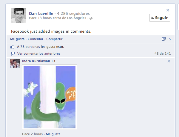 Facebook permitirá incluir imágenes en los comentarios 2 Facebook comentarios