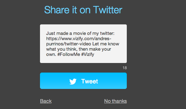 Haz un vídeo gratis con tu actividad en Twitter 7 Vizify Twitter