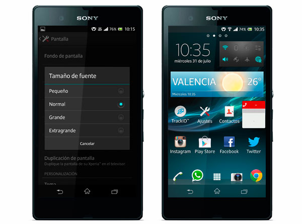 Sony Xperia Z personalizar