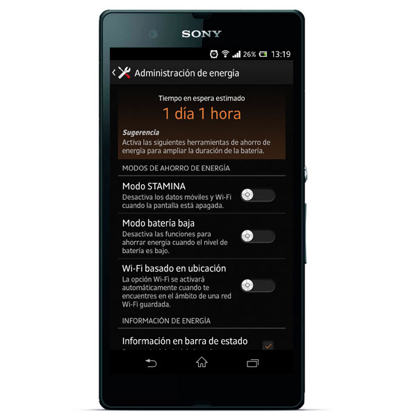 Cómo ahorrar baterí­a con el modo STAMINA del Sony Xperia Z
