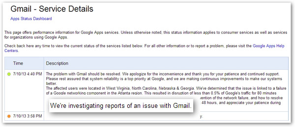 Gmail caida servicio