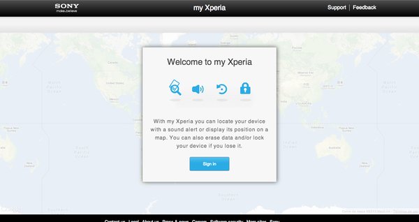 Sony My Xperia, servicio de localización de móviles