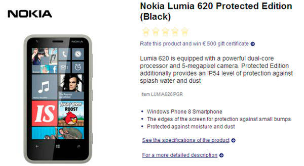 Nokia Lumia 620 puede ser resistente al agua gracias a una carcasa