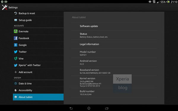 Android 4.2 en la Sony Xperia Tablet Z