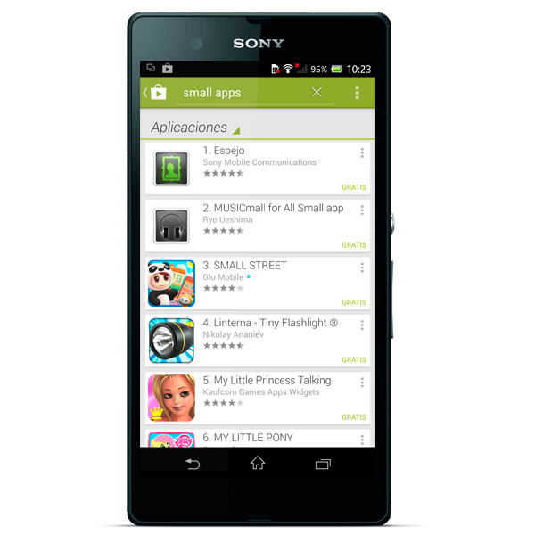 Sony Xperia Z small apps