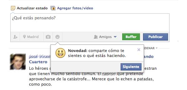 Facebook añade nuevos estados de ánimo y actividad